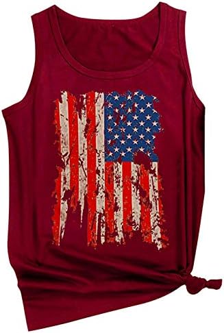 4 ביולי גופיות לנשים ללא שרוולים חולצות צווארון דגל אמריקאי כוכבים פסים פטריוטית טוניקת כושר חולצות