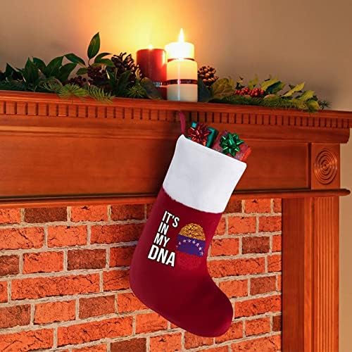 זה ב- DNA שלי Venezuela דגל אדום גרבי חג לחג המולד קישוטי הבית לאח עץ חג המולד גרביים תלויים